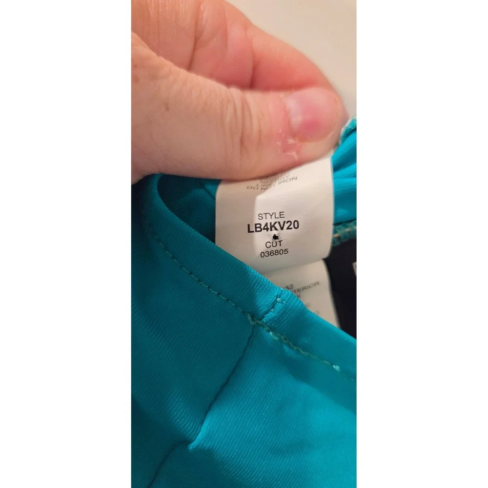 La Blanca One Piece Swimsuit 4 Teal Ruched Tummy Control Bandeau Strapless